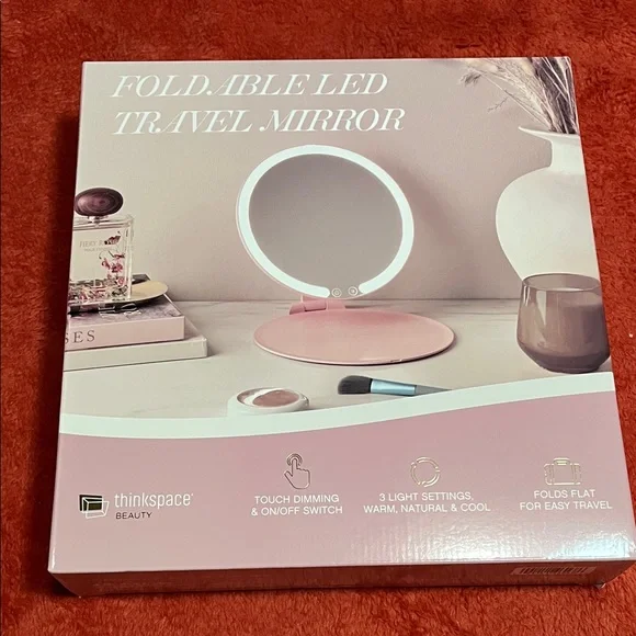 LED Travel Mirror - Soft Pink - Picture 1 of 5